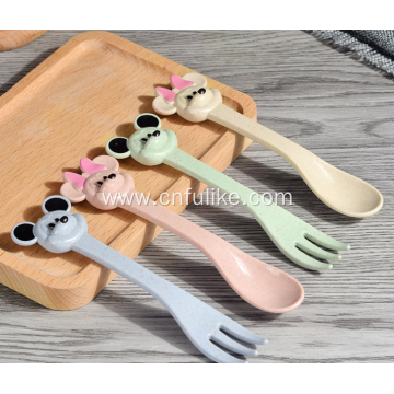 Wheat Straw Plastic Kids Spoons Forks for Baby